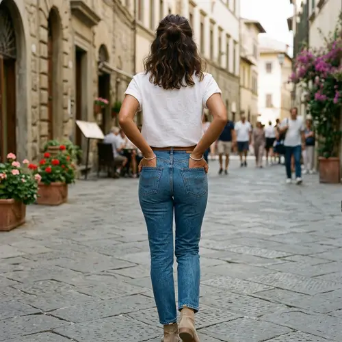 Trendy Denim Look with Diamond Bracelets