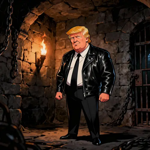 Donald Trump Caricature in Leather Dungeon