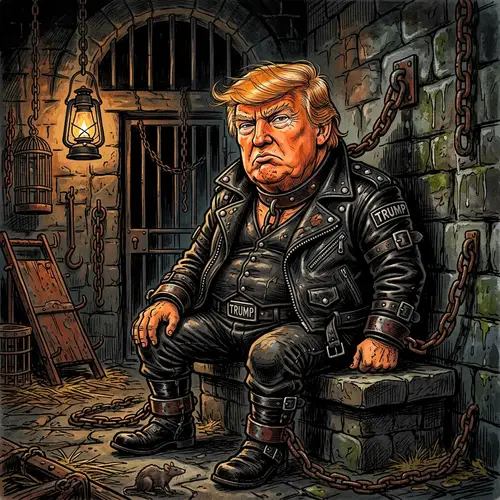 Donald Trump Caricature in Leather Dungeon