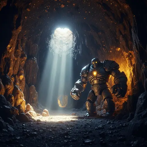 Diamond and Gold Cave with Iron Golem