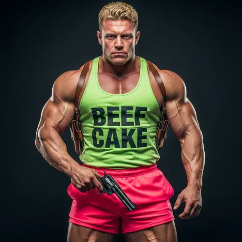 Bold German Bodybuilder in Neon Gear