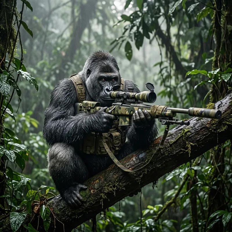 Gorilla Sniper in Silver and Black Camouflage