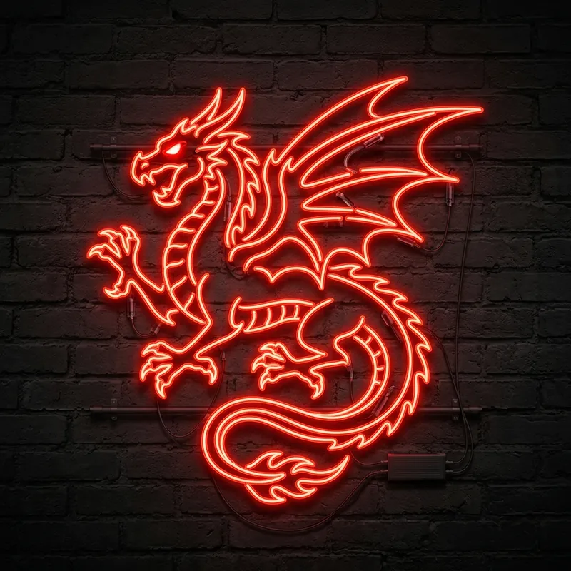 Dragon Red Neon Icon - Eye-Catching Design Dragon Red Neon Icon - Eye-Catching Design