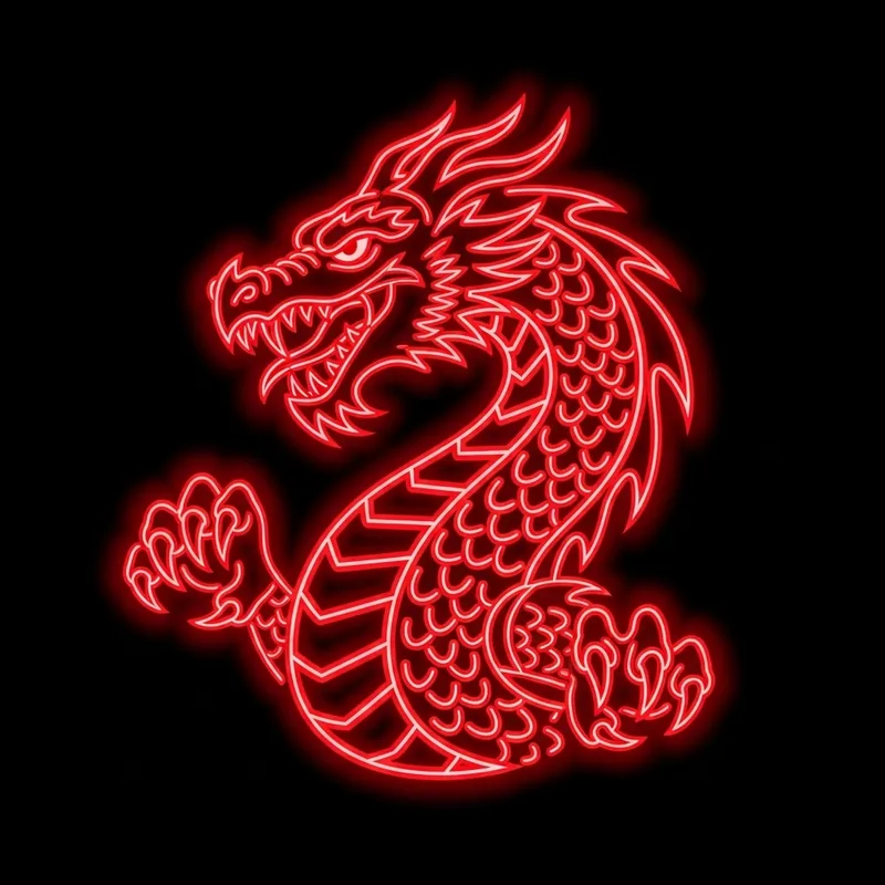 Dragon Red Neon Icon - Eye-Catching Design