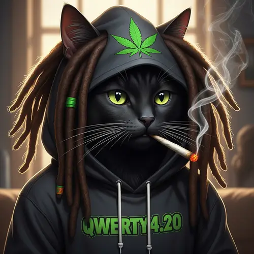 Black Rasta Cat with Dreads and Hoodie - qwerty4.20