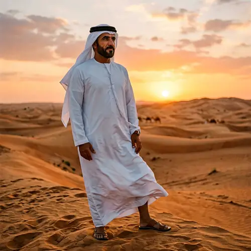 Traditional Arabian Man at Sunset