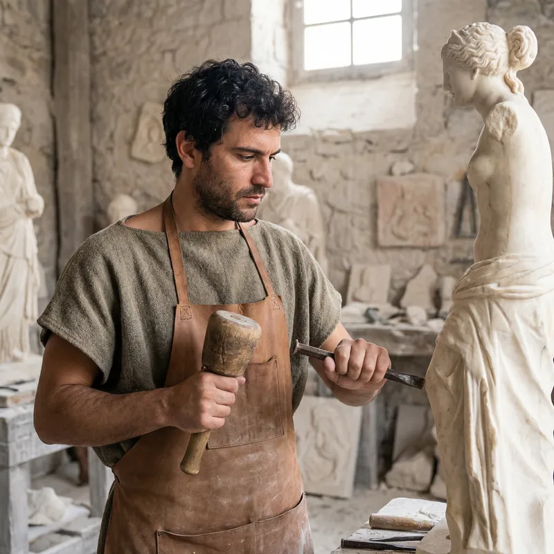 Pygmalion Statue Sculptor in Ancient Attire