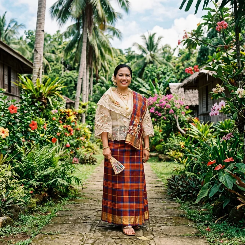 Filipina Woman in Traditional Baro't Saya Attire Filipina Woman in Traditional Baro't Saya Attire