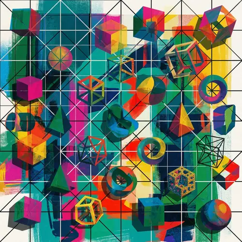 Abstract Art Piece: Geometric Forms & Vibrant Colors