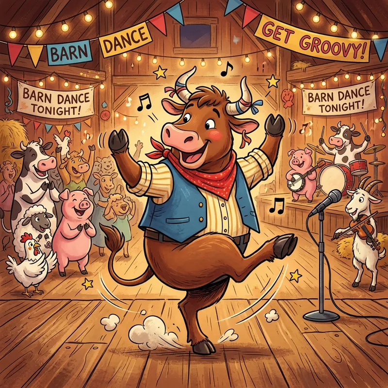 Dancing Cartoon Bull Fun and Laughter