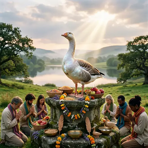 Majestic Goose Deity: Revered Avian Symbol of Serenity