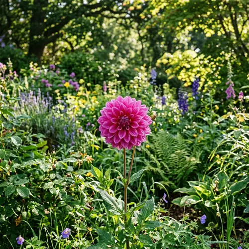 Vivid Flower in Full Bloom Surrounded by Lush Garden