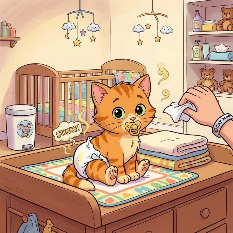 Adorable Kitten Diaper Change with Pacifier - Newborn Funny Mishap Adorable Kitten Diaper Change with Pacifier - Newborn Funny Mishap