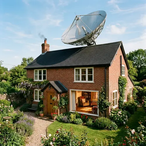 Unique House with Parabolic Antenna and Garden View
