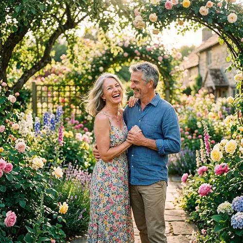 Timeless Love in a Sun-Drenched Garden