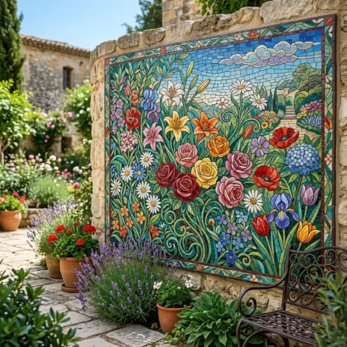 Stunning Mosaic Art of Flowers in Bloom