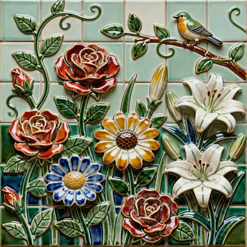 Stunning Ceramic Tile Garden in Full Bloom