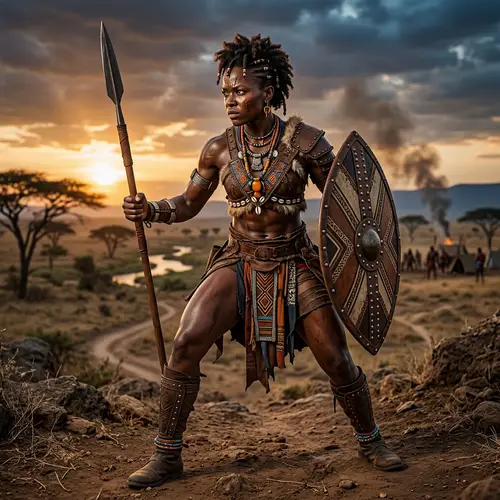 Fierce African Female Warrior Portrait
