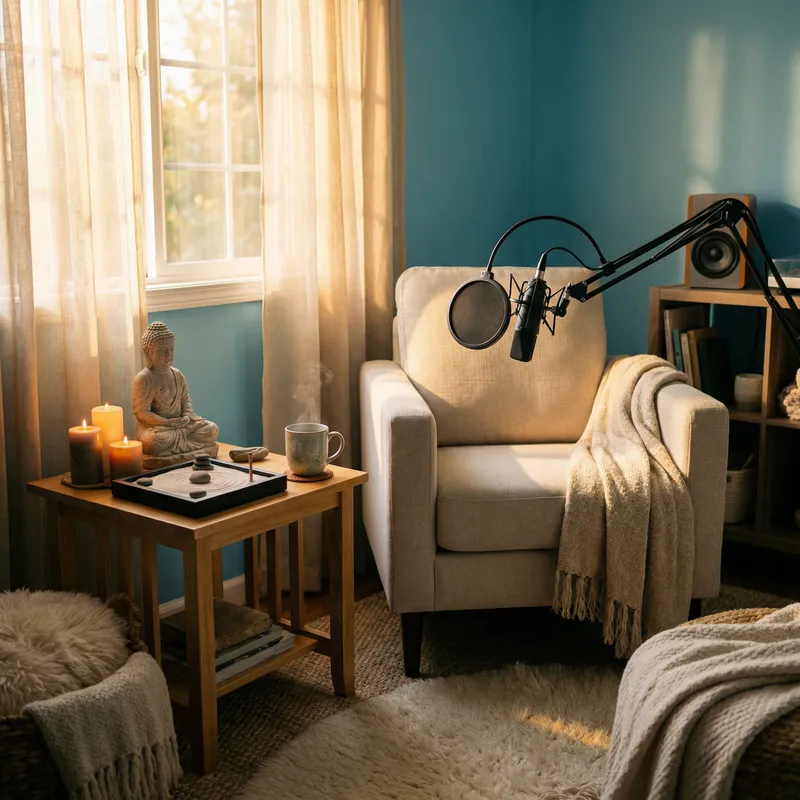Relaxing Podcast Room | Tranquil Serene Setting