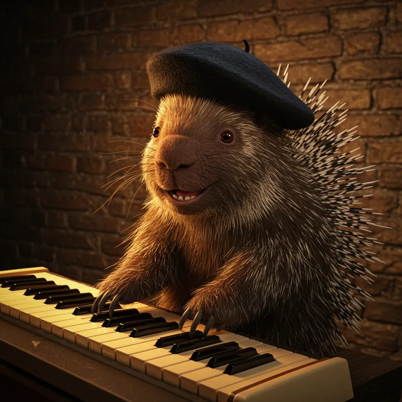 Male Porcupine as a Keyboard Player