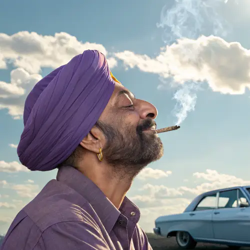 Meditative Sikh Snoop Dogg in a 64 Impala