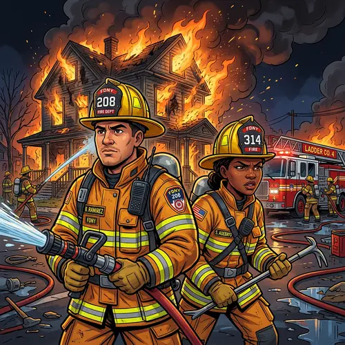 Brave Firefighters Battle Blazing House Fire