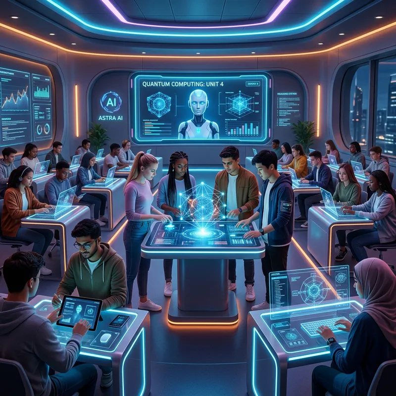 Futuristic AI Classroom with Diverse Students - Sci-Fi Learning Scene