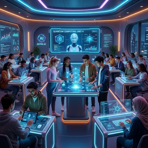 Futuristic AI Classroom with Diverse Students - Sci-Fi Learning Experience