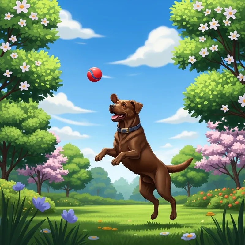 Playful Brown Labrador Dog in Park Playful Brown Labrador Dog in Park