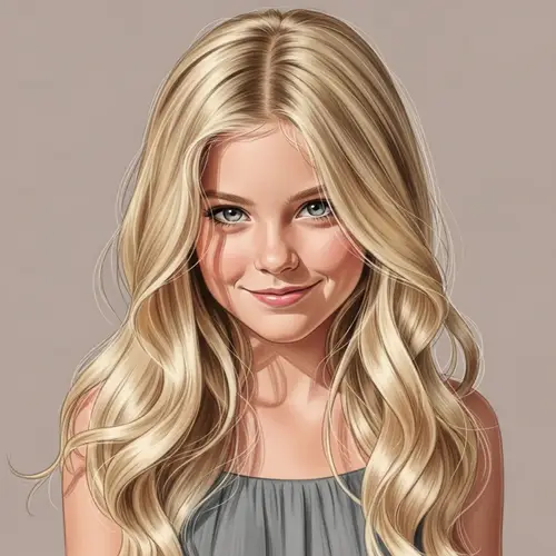 Realistic Blonde Girl with Wavy Hair in Sundress