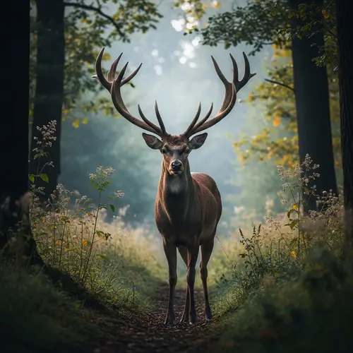Majestic Tall Deer in Tranquil Forest | Wildlife Scene