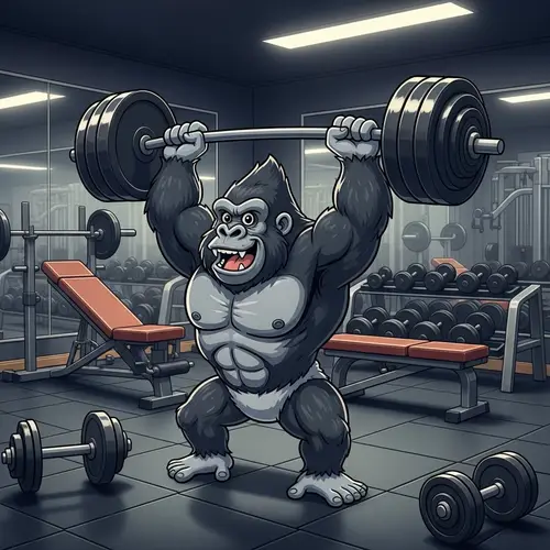 Cartoon Gorilla Workout in Gym | Weightlifting Session