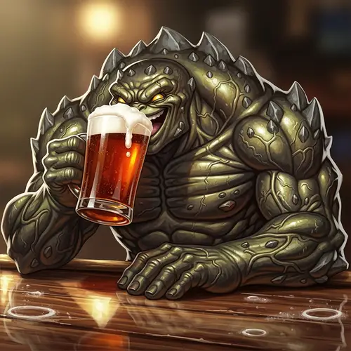 Rugged Slime Creature Enjoying a Frothy Beer
