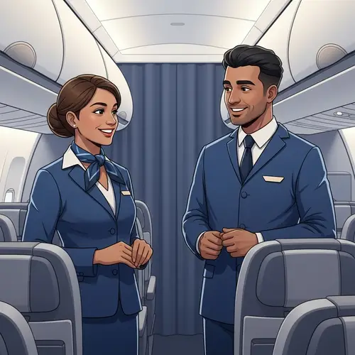 Professional Cabin Crew Members Creating Warm Atmosphere