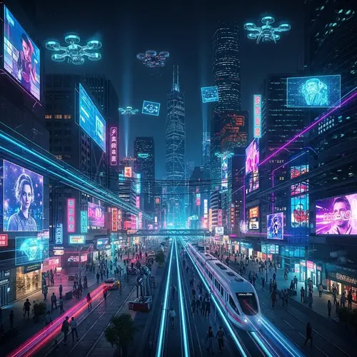 Futuristic Cyberpunk Metropolis - Neon Cityscape with Advanced Technology