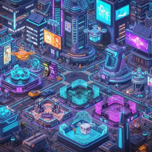 Futuristic Cityscape with High-Tech Buildings | Innovative Game Design Elements