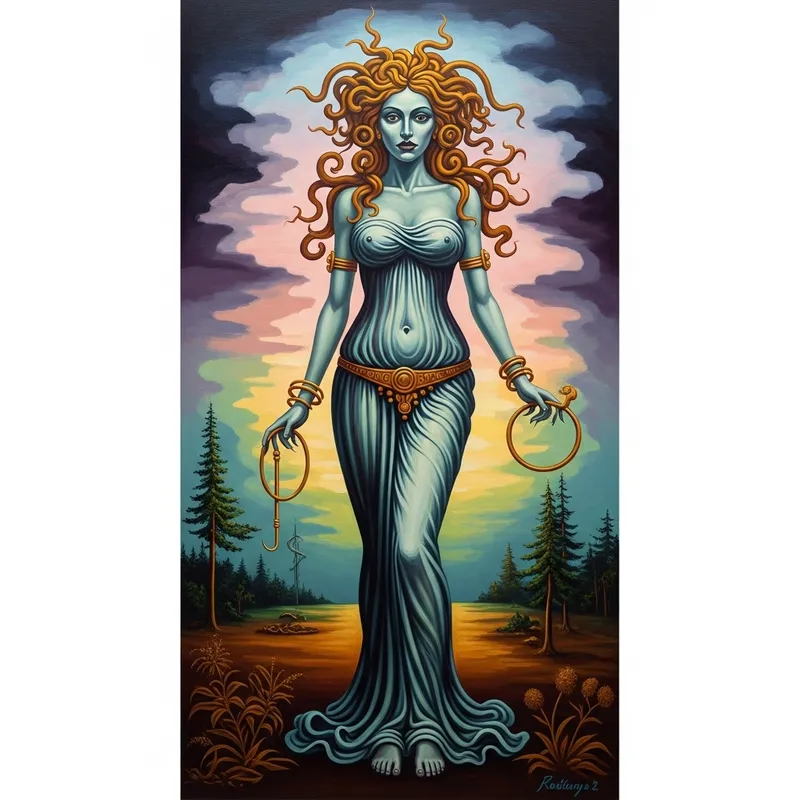 Surreal Medusa: Mythical Power in Vibrant Salvador Dali Style