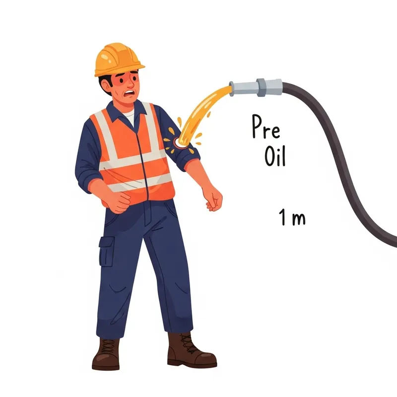 Hydraulic Oil Injection Accident - Man in Shocking 2D Cartoon Scene Hydraulic Oil Injection Accident - Man in Shocking 2D Cartoon Scene
