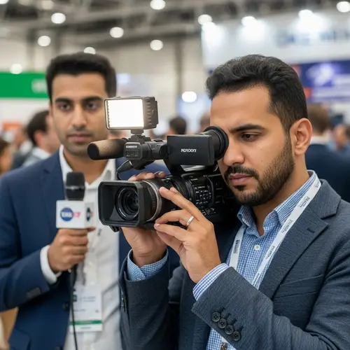 Intense Middle-Eastern Cameraman & South Asian Reporter at Event