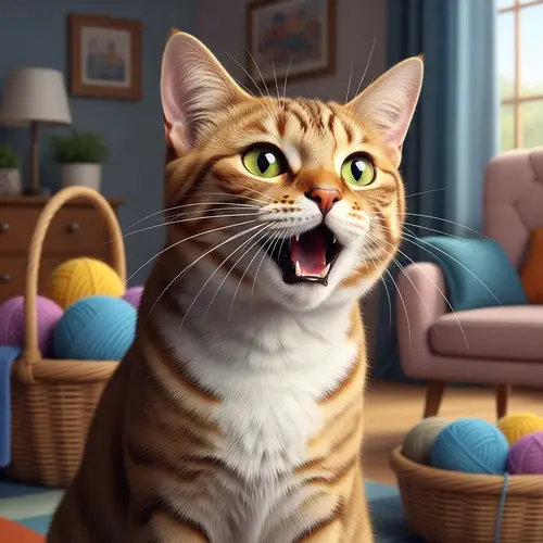 Chatty Cat with Vibrant Fur | Cozy Home Environment