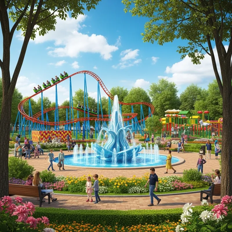 Scenic Hindaun City Park with Thrilling Roller Coaster