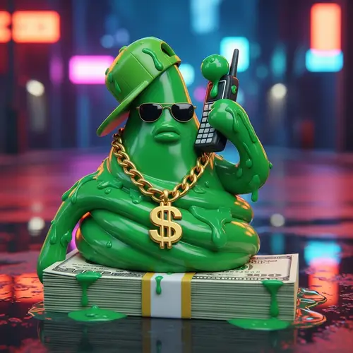 Green Slime Figure Inspired by Famous Rapper Style | Website Name