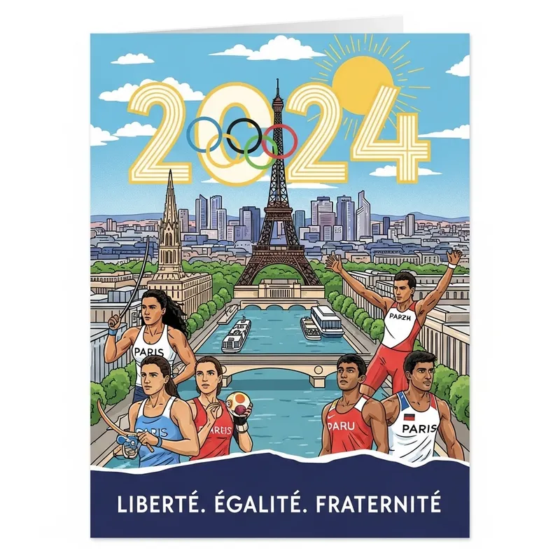 Paris 2024 Olympics Greeting Card: Liberty, Equality, Fraternity