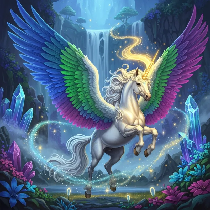 Vibrant Alicorn Fantasy Illustration | Majestic Mythical Creature