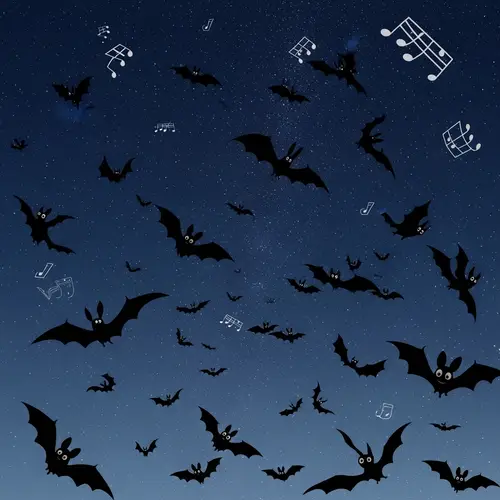 Silhouette Bats Soaring under Starlit Sky | Night Flight Scene