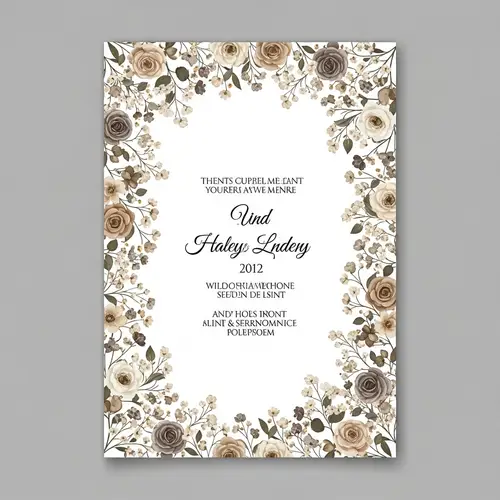 Elegant Wedding Invitation with Delicate Flower Border in Neutral Tones