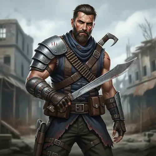 Hispanic Mercenary in Post-Apocalyptic Setting with Machete