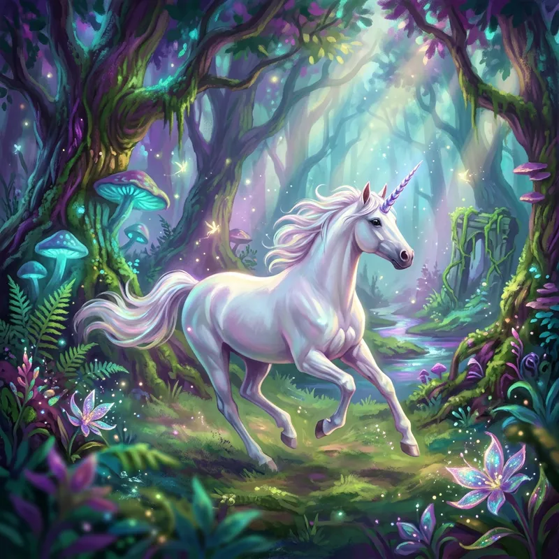 Majestic Unicorn in Fantastical Forest | Fantasy Digital Painting Majestic Unicorn in Fantastical Forest | Fantasy Digital Painting