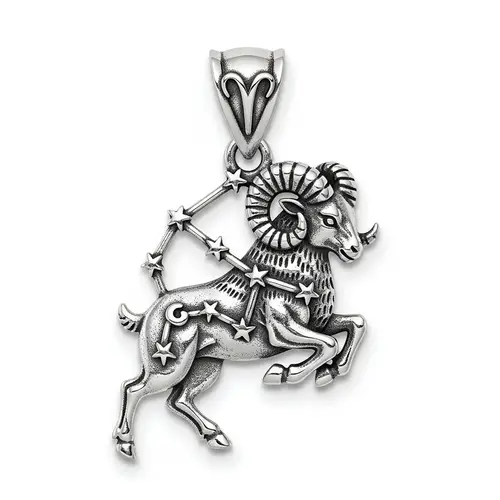 Vintage Aries Ram Pendant in Silver | Astrological Jewelry