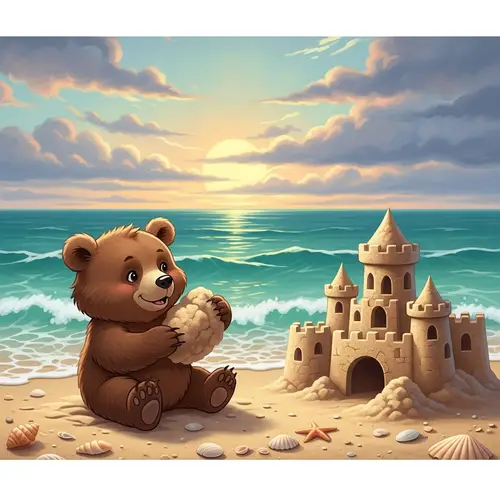 Charming Brown Bear Enjoying Sandy Beach Scene